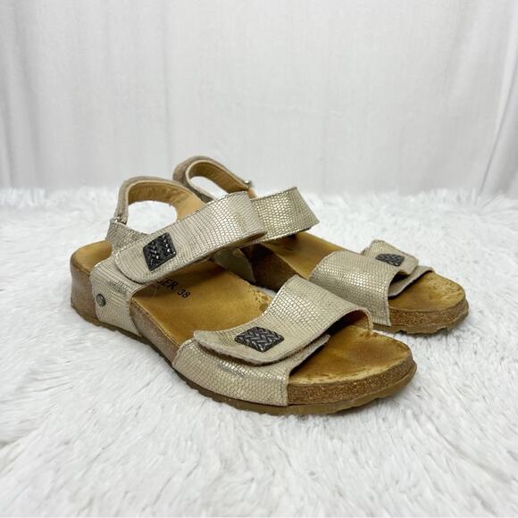 HAFLINGER / metallic gold strappy comfort sandals / 38 (US size 7) - Picture 1 of 10